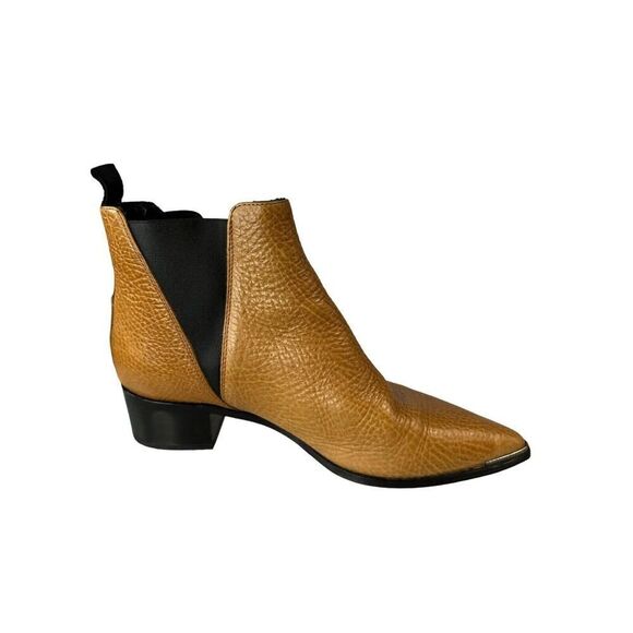 Acne Studios Ankle Boots Jensen Wheat Grained Tan Pointed Toe Chelsea Boot 38 - Picture 4 of 10